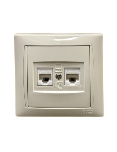 Розетка компьютерная двойная 2хRJ 45 CAT 5 E CAMILYA крем