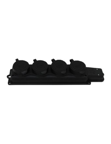 Розетка четверна 1*16A (каучук) чорні загл FAR (F288) (36)
