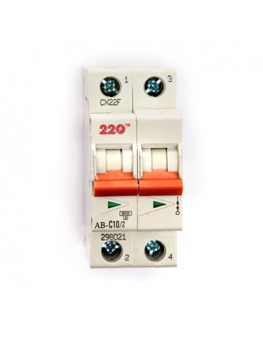 Автоматический выключатель 2Р 10А (6кА) ТМ 220