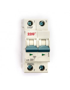 Автоматический выключатель 2Р 20А (6кА) ТМ 220