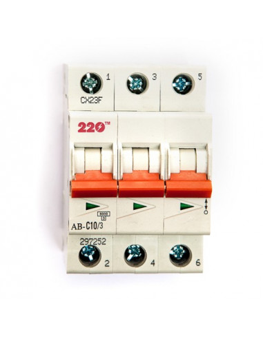 Автоматический выключатель 3Р 10А (6кА) ТМ 220