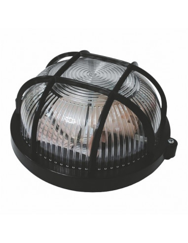 Светильник Ecostrum НПП-65 круг черный прозрачный с решеткой