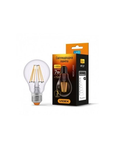 Лампа LED Filament A60F 7w E27 4100K Videx