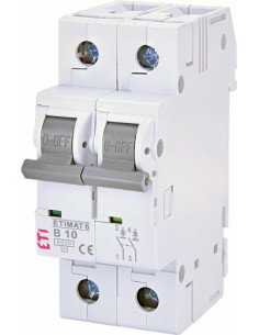 Автоматический выключатель, ETIMAT 6, 2p, С, 10А, 6kA, ETI