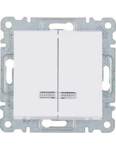 Вимикач з підсвічуванням 2-клавішний Lumina, білий, 10АХ/230В