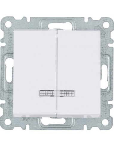 Выключатель с подсветкой 2-клавишный Lumina, белый, 10АХ/230В