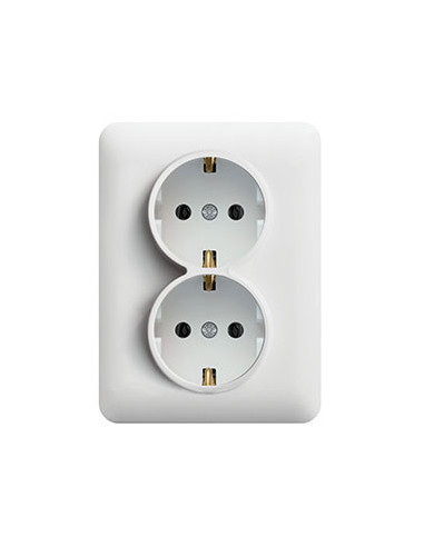 Розетка з з/к подвійна Lumina, біла, 16А/230В