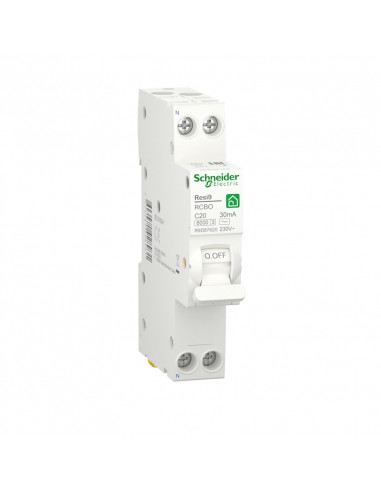 Диференціальний автоматичний вимикач RESI9 6kA 1M 1P+N 20A C 30mA АC