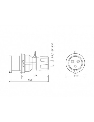 BC1-3403-2011 220V 3*32A Вилка (поліамід) IP44